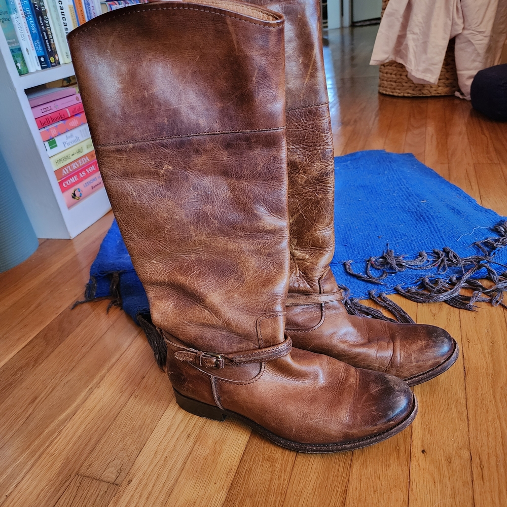 FRYE Brown Leather Riding Boots - Classic Tall Style